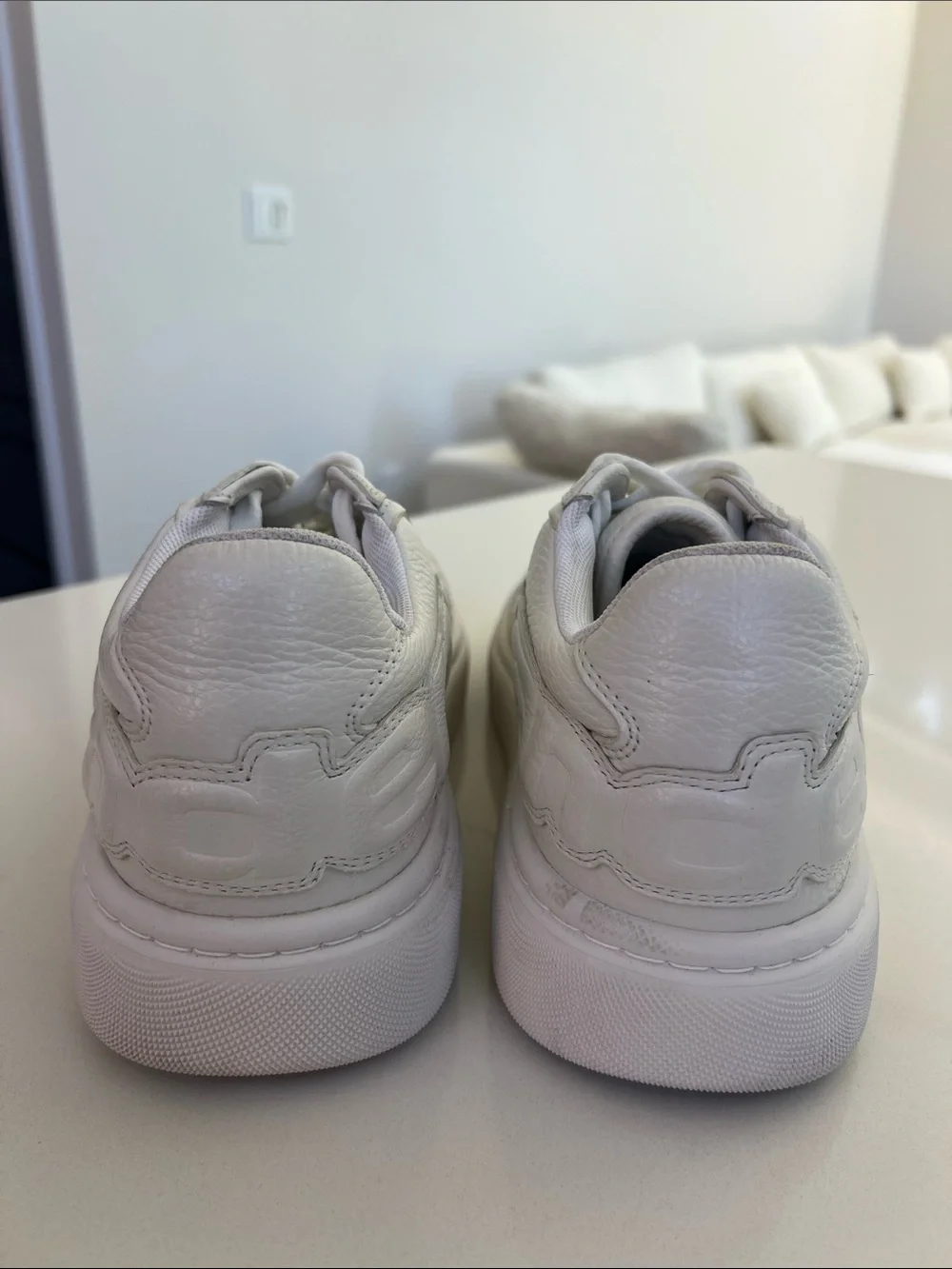 Alexander Wang optic white leather puff lace up sneakers size 41